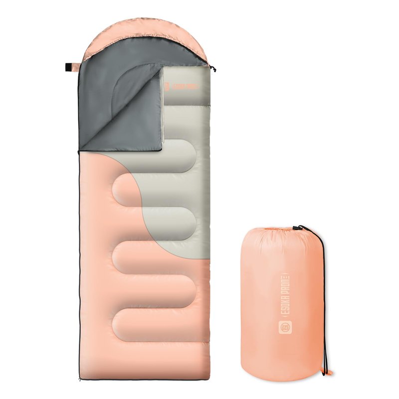 Sleeping Bags for Adults&Kids,Lightweight Waterproof Warm Weather Sleeping Bag,Compact Portable Sleeping Bag for Camping,Essentials Gear for Camping Hiking Outdoor Travel (Pink&Khaki)