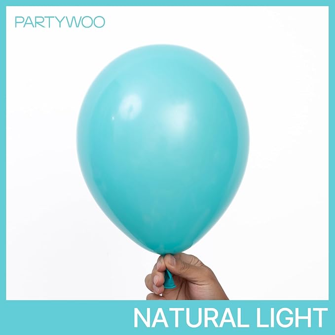 PartyWoo Teal Balloons 155pcs Different Sizes Pack of 18 12 10 5 Inch Turquoise Dark Teal Balloon Arch Kit for Baby Shower Gender Reveal Graduation Mermaid Birthday Pool Party Decorations Blue-Y69