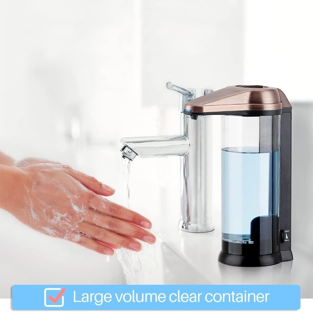 Secura 17oz Automatic Liquid Soap Dispenser, Touchless Battery Operated Hand Soap Dispenser with Adjustable Soap Dispensing Volume Control Dial, Personal Care Dispenser (Antique Copper)