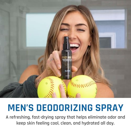 Derm Dude Amaze Ball Deodorant Spray for Men | Anti-Chafing Groin & Sack Spray with DeoPlex & Aloe Vera | Odor & Sweat Control for Private Parts | Strawberry Lollipop Scent, Talc-Free, 2oz