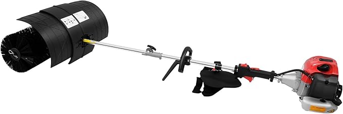 2.3HP Outdoor Hand Held Gas Power Broom, 52cc Gasoline Power Broom Walk Behind Sweeper Cleaning Driveway Tools High Performance Cleaner