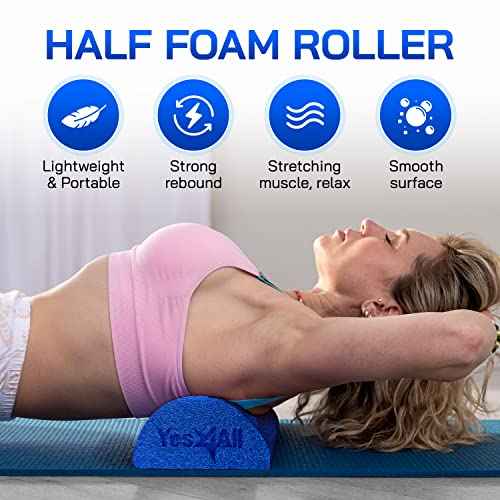 Yes4All Medium Firm Half Foam Rollers for Post-Workout Relaxation, 12/18/24/36 inch PE Foam Roll for Back Massage & Yoga Exercise
