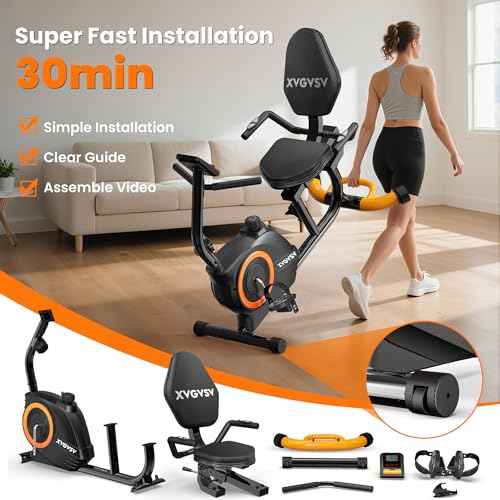 Recumbent Exercise Bike for Home Use, Quiet Recumbent Stationary Bikes for Adults & Seniors, 16-Level Resistance, Adjustable Seat, Supports 400LB, Pulse Sensors & LCD Display