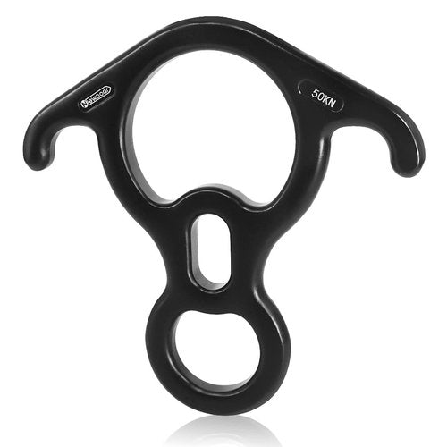 NewDoar 50KN 11000 LBF Rescue Figure,8 Descender Large Bent-Ear Belaying and Rappelling Gear Belay Device for Rock Climbing, Aerial dance,Ziplining and Peak Rescue 7075 Aluminum Alloy(black)