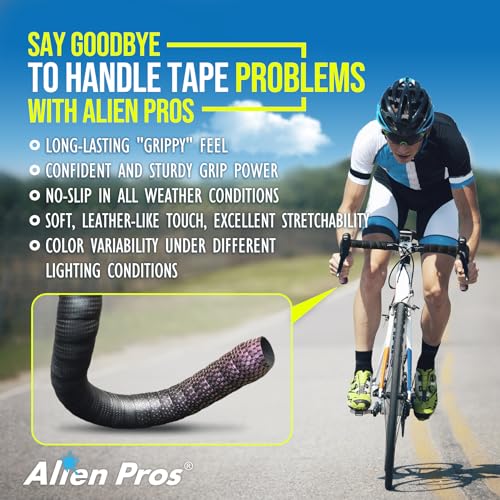 ALIEN PROS Chameleon Tail Bike Handlebar Tape (Set of 2) - Elevate Your Ride with Stylish, Comfortable, and Color-Shifting PU Tape for Enhanced Grip with These Bicycle Handle bar Tape (Purple)