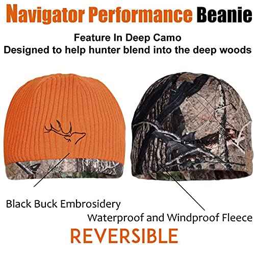 EDTREK Waterproof and Windproof Camo Beanie - Timber and Blaze Orange Camo Performance Hunting Hat