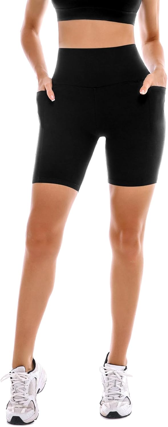 SINOPHANT Biker Shorts - High Waist, Buttery Soft Fabric with Pockets | 2 Pack for Yoga & Gym