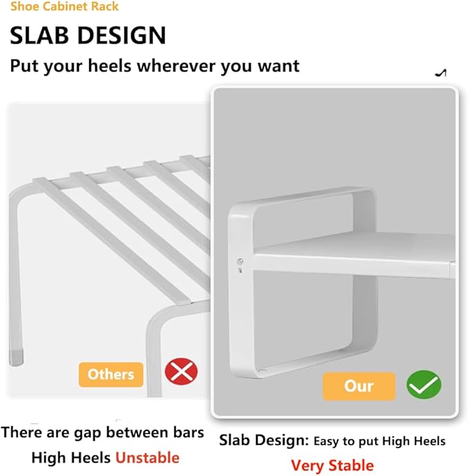 Bayou Expandable Shoe Rack, Adjustable Closet Storage Organizer, Heavy Duty Carbon Steel Shelf, Stackable Free-Standing Unit for Small Spaces (10", 2-Pack)