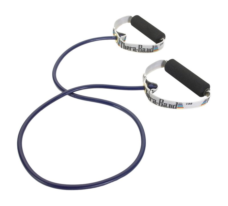 Theraband 13080 Professional Latex Resistance Tubing with Handles for Physical Therapy, 50" Length, Black, Extra Heavy, Blue