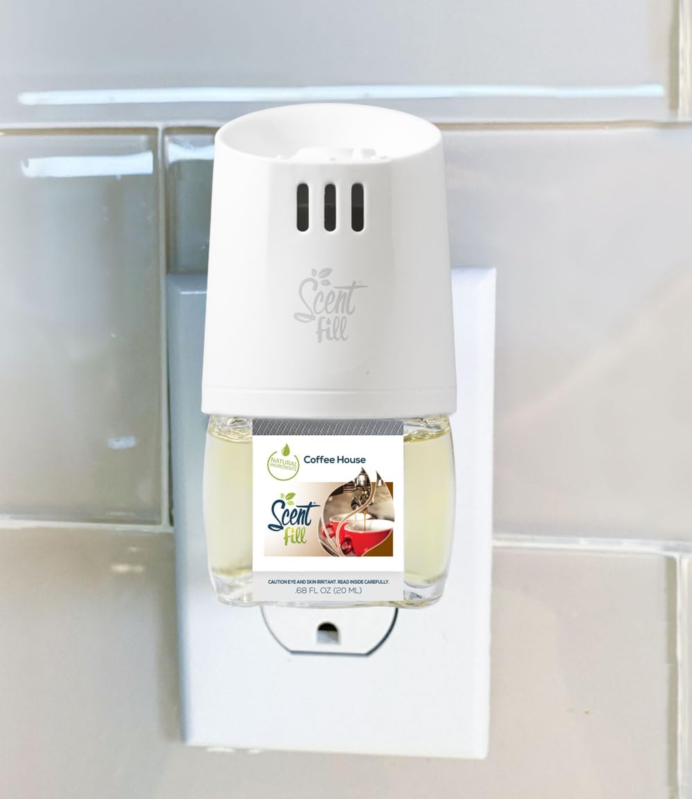 Scent Fill Coffee House Plug in Air Freshener, Scented Oil Refills, 2 Refills + Diffuser