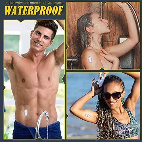 100 Pieces Shower Waterproof Patch Transparent Waterproof Adhesive Patch Compatible with G6 Overpatch Transparent Stickers Long Lasting Sweat-Proof Continuous Glucose Monitor Protection (Blue)