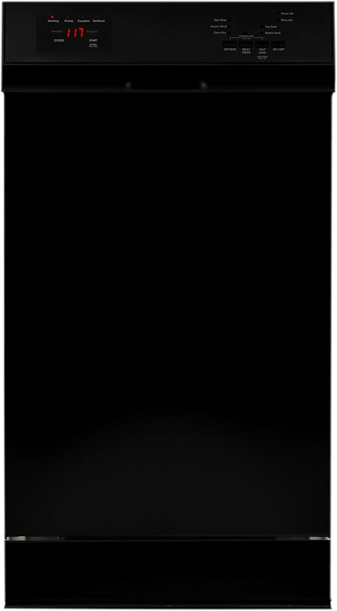 Kenmore 22-14709 18" Compact Built-In Dishwasher - UltraWash Plus, TurboDry, EasyFlex Third Rack & SmartWash - 10 Place Settings - 45 DBA - ENERGY STAR Certified - 18" - Black