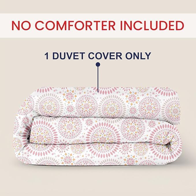 Kotton Culture 1 Pc Custom Size Duvet Cover Only -100% Egyptian Cotton Sateen 600 Thread Count Ultra Soft Premium Durable Comforter Cover Zipper Closure & Corner Ties (Mandala, Custom)