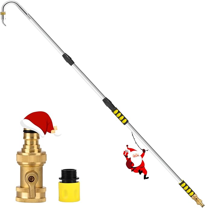 12FT Gutter Cleaning Tools,Up to 20FT Gutter Cleaner Tools from the Ground with Hose Attachment, Rain Gutters Cleaning Tool with Heavy-Duty Head for 2nd Story House