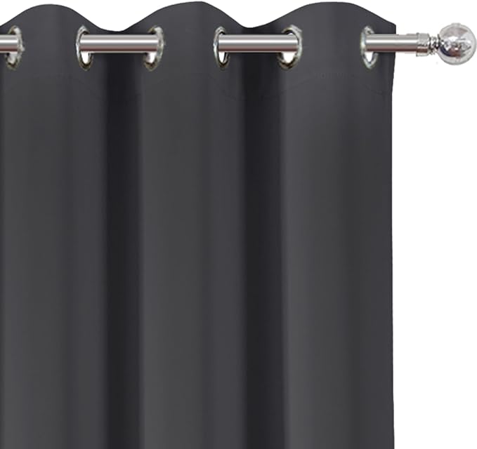 LEMOMO Dark Grey Blackout Curtains 42 x 54 Inch Length Set of 2 Panels Grommet