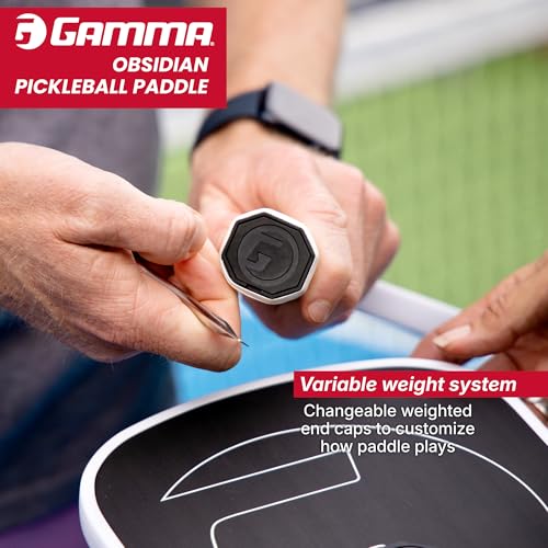 Gamma Obsidian 10 Carbon Fiber Pickleball Paddle with 10mm Core, Comfortable Molded Foam Handle, and Customizable Handle Weight System