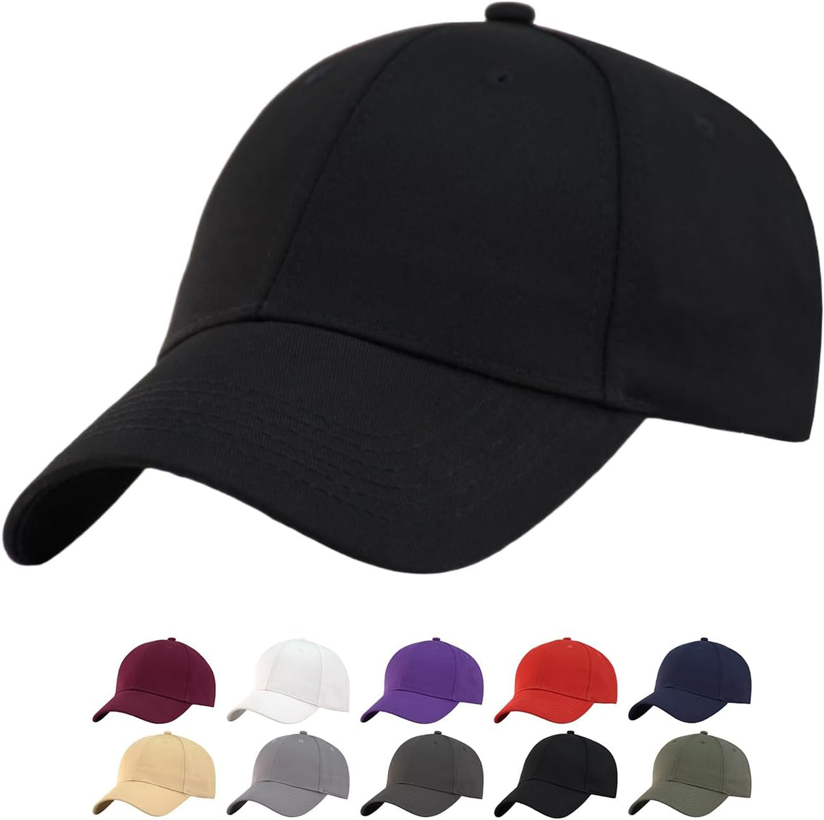 TSSGBL Classic Plain Baseball Cap, Small/M-L/XL-3XL Big Head Fit, Unisex Adjustable Cotton Structured Golf Dad Hat