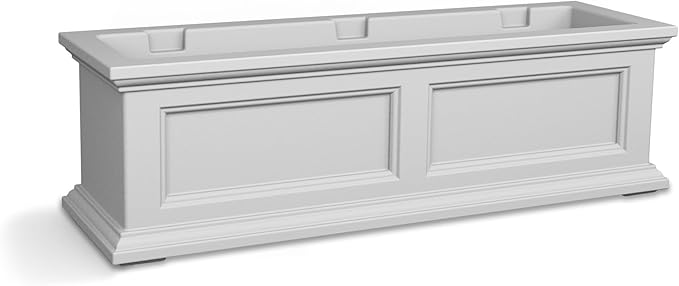 Mayne Fairfield 3ft Window Box, Self Watering Flower Box with Double Wall Design, All Season Fade Resistant Outdoor Window Planter With Steel Mounting Bracket, White