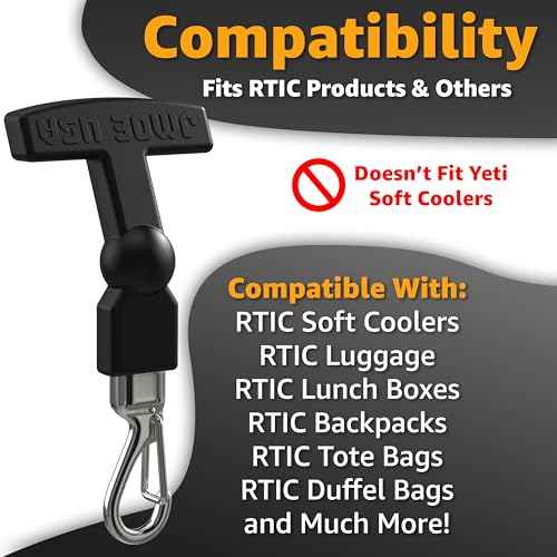Jmoe USA Clippable Replacement T-Latch Zipper Pulls | Compatible with RTIC and Other Soft Coolers, Day Coolers, Backpack, and More | Made of Tough Rigid Plastic and Metal | 2-Pack | Universal Design