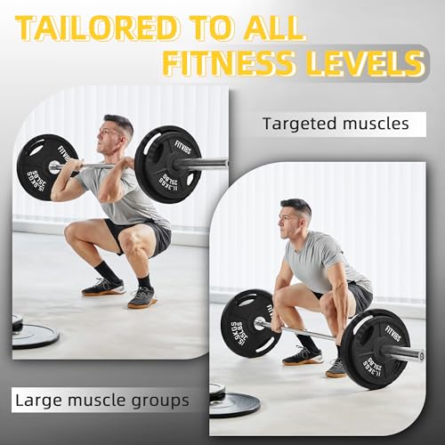 Fitvids Olympic Cast Iron 2-Inch Weight Plate for Strength Training & Weightlifting, Multiple Weights Available