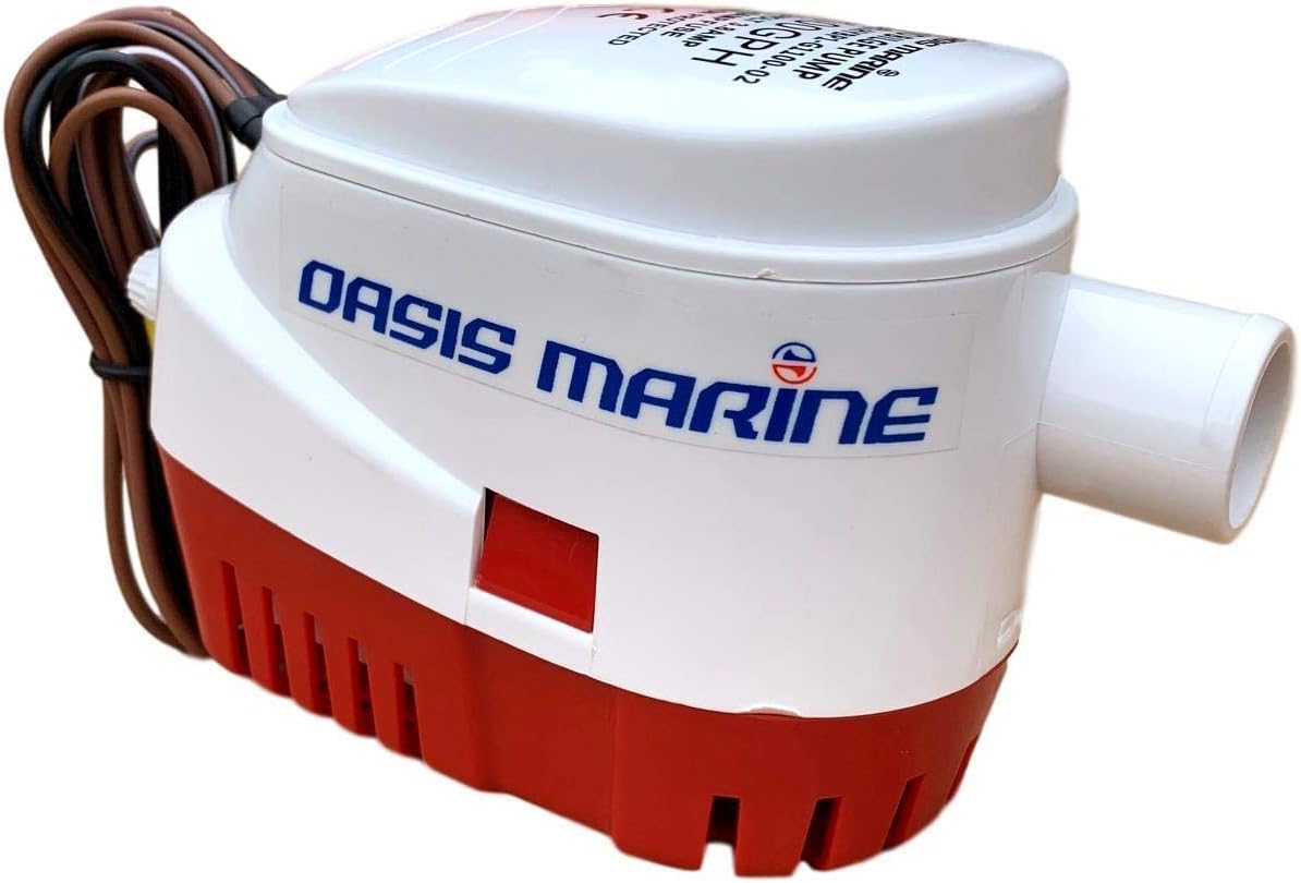 OASIS MARINE 1100 GPH Automatic Bilge Pump - Built-In Float Switch, Quiet Operation, Stainless Steel Shaft
