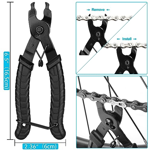 Bike Chain Repair Tool Kit with Single Speed Chain, Chain Breaker with Hook, Bike Link Plier and 6 Pairs Bicycle Buckle for Road Mountain Racing Cycling
