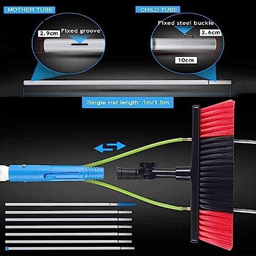 Telescopic Window Cleaning Pole, 10-39ft Extendable with 30/50cm Brush Head, Water Fed Roof Cleaning Tool for Easy Reach & Streak-Free Shine