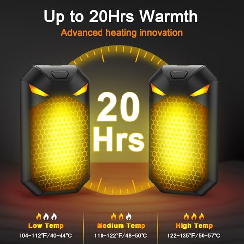 Hand Warmers Rechargeable 2 Pack, 6000Ah Electric Hand Warmers, Magnetic Electric Handwarmer,Up to 20 Hrs Warmth, 3 Heating Modes for Winter Walking,Hiking,Golf,Huting,Camping,Gift for Christmas