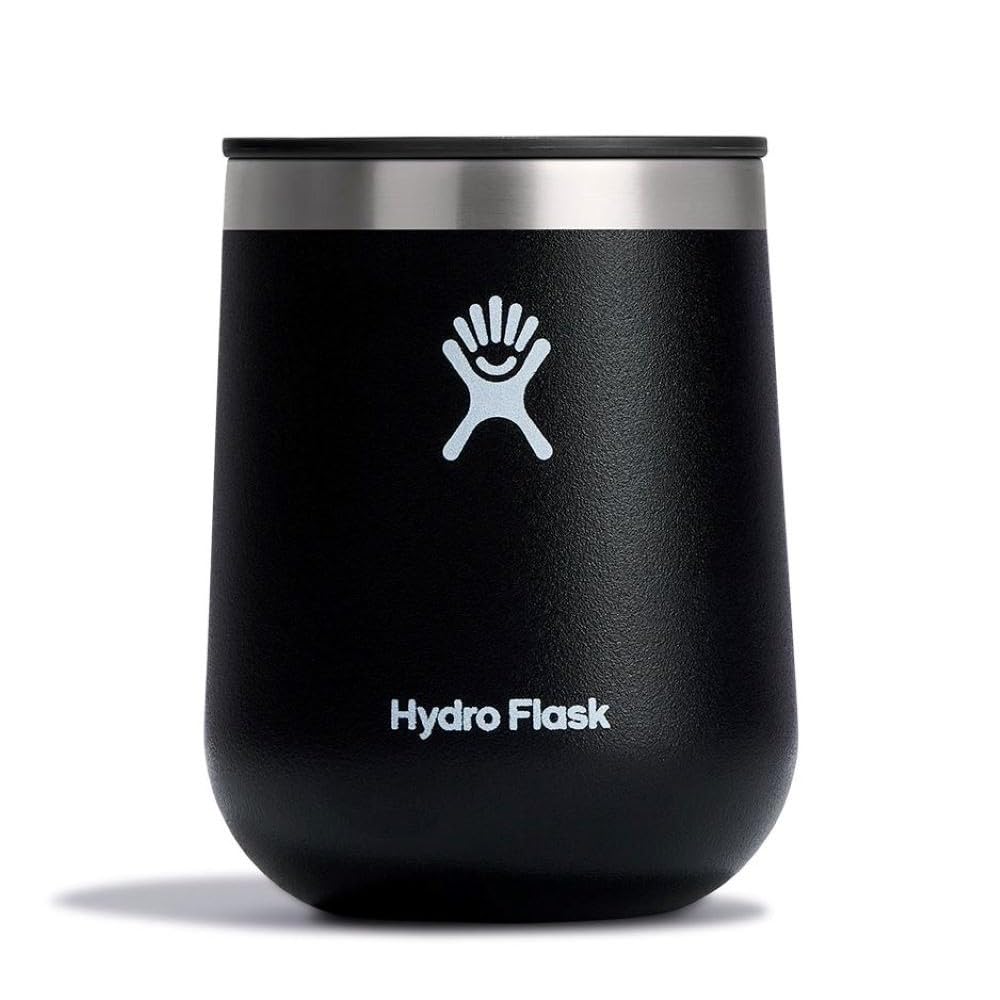 Hydro Flask 10 Oz Wine Glass - Ceramic Stemless Wine Tumbler - Unbreakable with Lid in Black