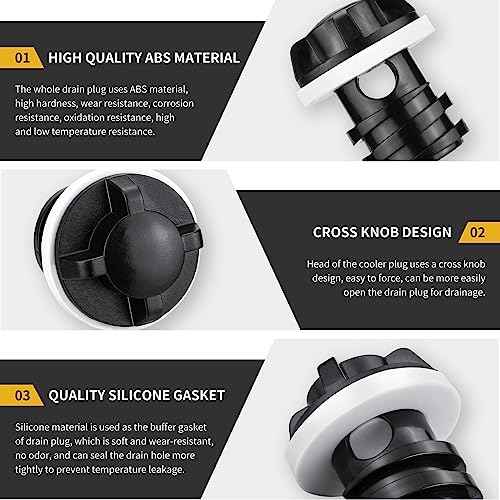 Cooler Plug for RTIC, Large & Small Leak Proof Drain Replacement Plugs Compatible with RTIC 20QT 45QT 65QT Coolers with Two Drains