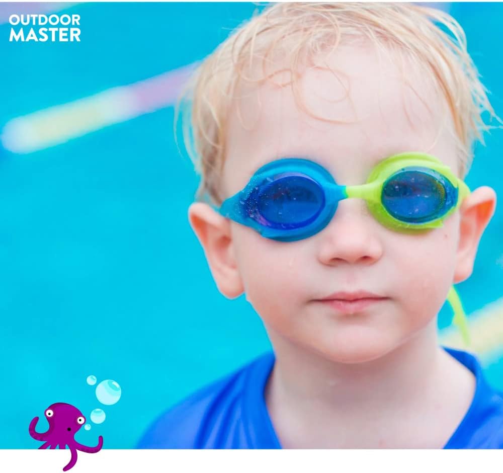 OutdoorMaster Kids Swim Goggles - Quick Adjustable Strap, Comfortable Fit | 2-Pack Set