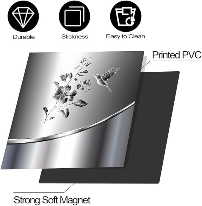 Stainless Steel Design Bird and Flower Pattern Magnetic Dishwasher Sticker Kitchen Refrigerator Magnetic Cover Decal Reusable Fridge Panel Decal Decor,23W x 26H inchse