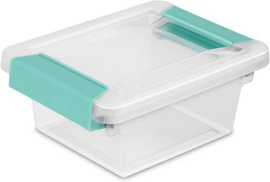 Sterilite 12-Pack Clip Box, Stackable Clear Plastic Bins with Latching Lids, Mini - Writing, Arts or Crafts Supplies Storage Containers for Home, Office, Classroom and Workshop Organization