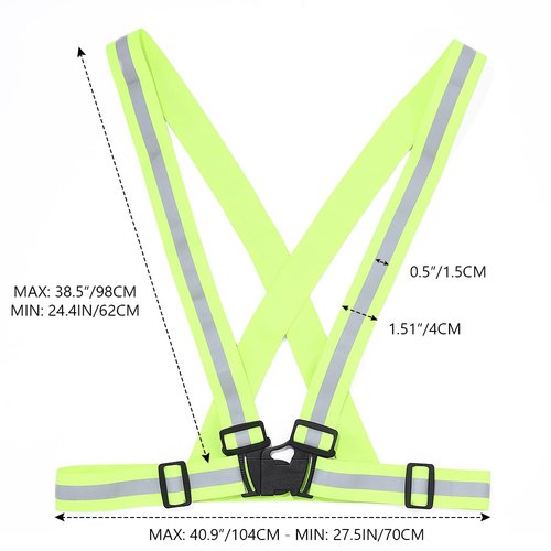 GEMILY Neon Green Vest Reflective High Visibility Safety Warning Vest Sparkly Adjustable Straps for Walking Jogging Cycling(Green)