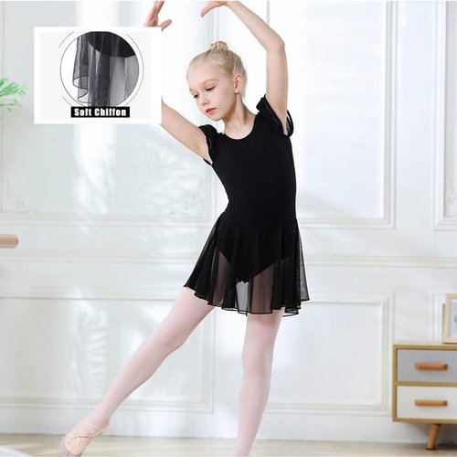 DIPUG Ballet Leotards for Girls - Flutter Sleeve Design with Criss-Cross Back | Toddler Sizes Available