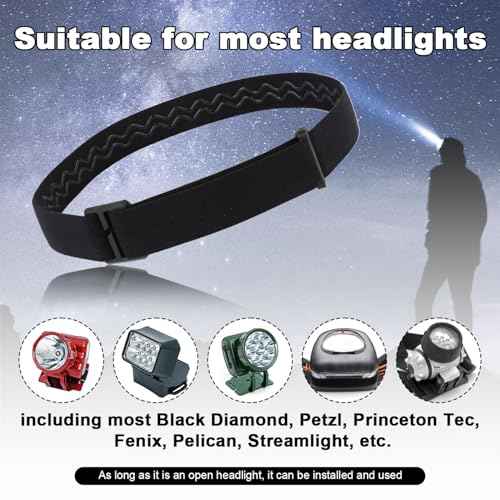 4pcs Elastic Headlamp Strap, Headlamp Band Replacement Head Lamp Comfort Belt Headlamp Headband Holder Headlamp Accessories Compatible with Black Diamond, Petzl, Princeton Tec, Fenix, Streamlight