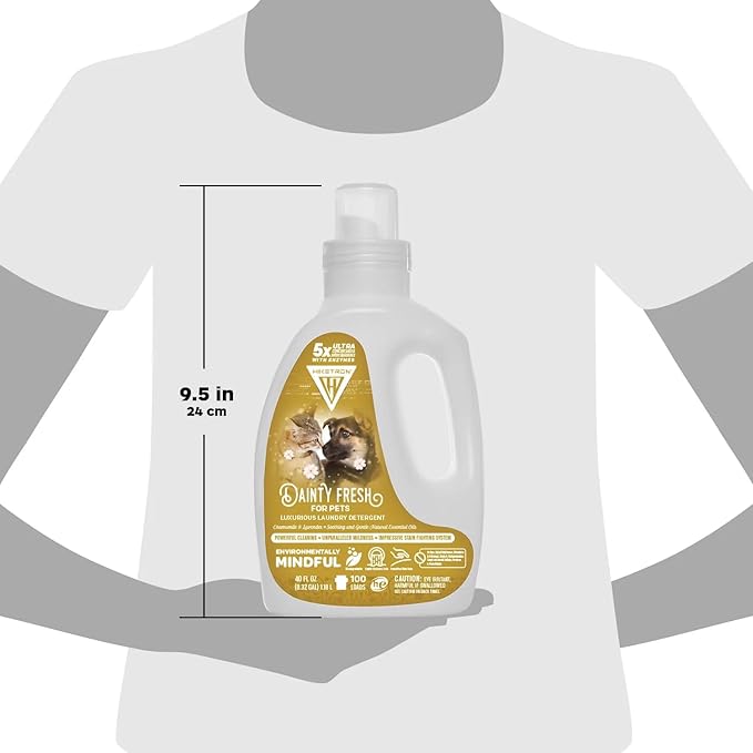 Hiketron Dainty Fresh For Pets Liquid Laundry Detergent, 5x Ultra Concentrated, Tough Stains Remover, Long Lasting Scent (40 Fl Oz, Pack of 1)