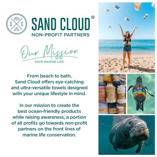 Sand Cloud Turkish Beach Towel - Sand Proof - 100% Certified Organic Turkish Towel - Quick Dry Towel for Beach, Picnic, Blanket or Bath Towel - As Seen on Shark Tank - Gocek (Denim)
