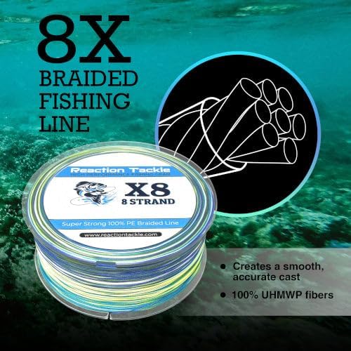 Reaction Tackle Braided Fishing Line - Pro Grade Power for Saltwater & Freshwater Fishing - High Visibility Braid