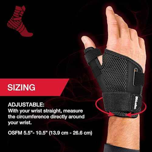 MUELLER Sports Medicine Adjust-to-Fit Thumb Stabilizer, Spica Splint, Thumb Pain Relief Brace for Men and Women, Ideal for De Quervain's Tenosynovitis, Arthritis, Sprains, Fits Right or Left