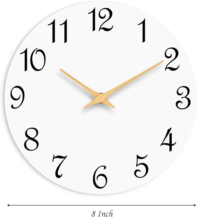 Roymnie Wall Clock, 8 Inch Modern Wall Clocks Battery Operated, Small Silent