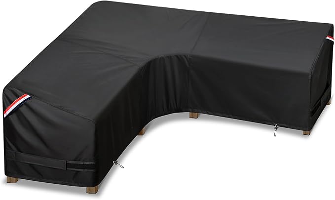 KylinLucky Outdoor Patio Furniture Cover fit 100 x 100 inch, 98 x 98, 96 x 96 L-Shaped Sectional Sofa, Waterproof Weatherproof Heavy Duty 600D Garden Cover for Outside L Shape Couch
