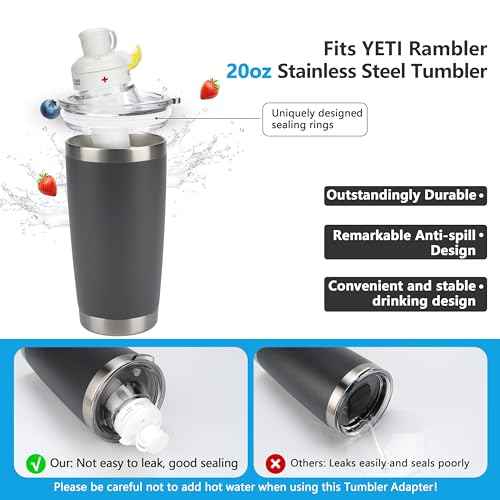1 Pack Tumbler Adapter - for YETI Rambler 16/20 oz Tumblers & Cirkul Flavors Cartridges, BPA - Free, Leak - Proof (Tumbler & Cirkul not included)