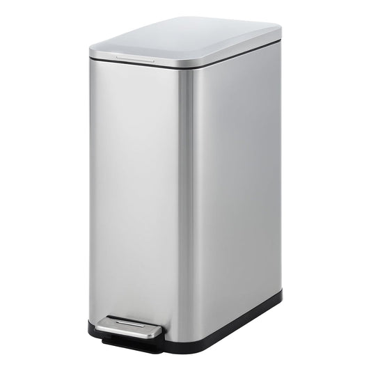 Garvee 13 Gallon Kitchen Trash Can, Stainless Steel Step Garbage Bin with Soft-Close Lid & Removable Bucket, Fingerprint Proof, Slim for Narrow Spaces, Bathroom or Office