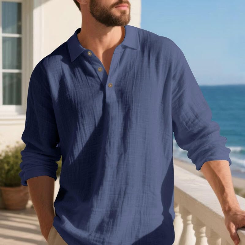 Regine Switzerland Casual Linen Blend Shirt - Solid White Long Sleeve for Men | Perfect for Spring & Autumn