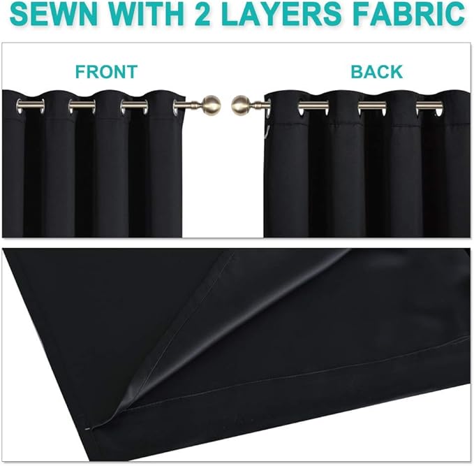 NICETOWN Complete 100% Blackout Curtain Set, Double Panels, Thermal Insulated &