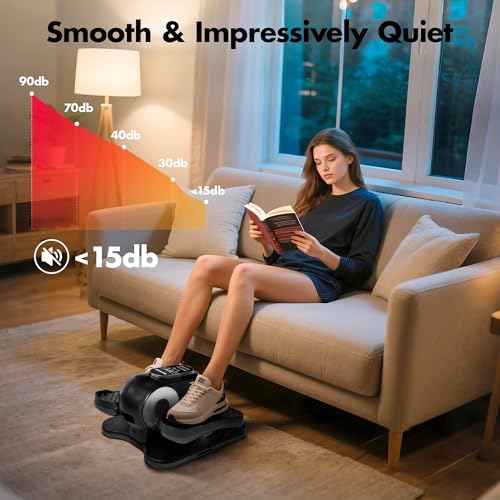 Under Desk Elliptical Machine, Leg Exerciser as Seen on TV While Sitting for Senior with Remote Control, Portable & Quiet Pedal Exerciser with 12 Adjustable Speed, Black