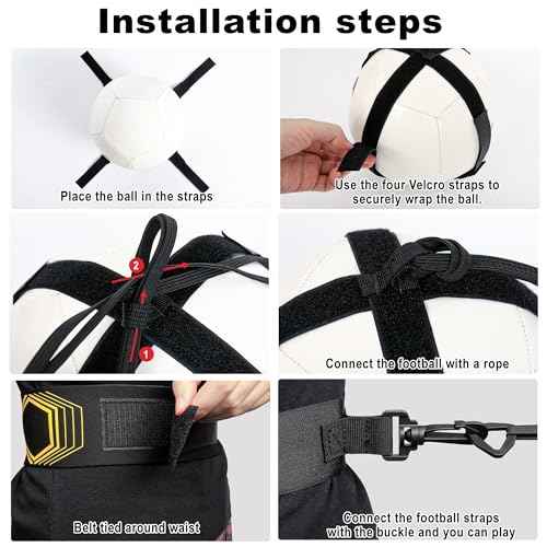 Soccer/Volleyball/Rugby Trainer, Football Kick Throw Solo Practice Training Aid Control Skills Adjustable Waist Belt for Kids Adults