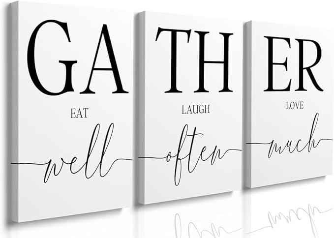 GUBIYU Gather Signs for Home Decor, Wall Art for Dining Room and Kitchen
