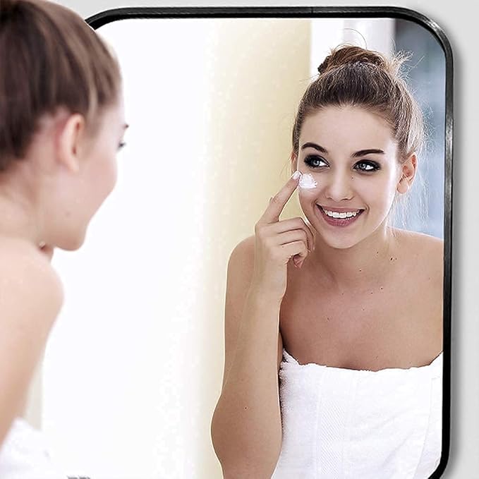 22x30 Inch Black Wall Mirror for Bathroom, Brushed Metal Framed Mirror